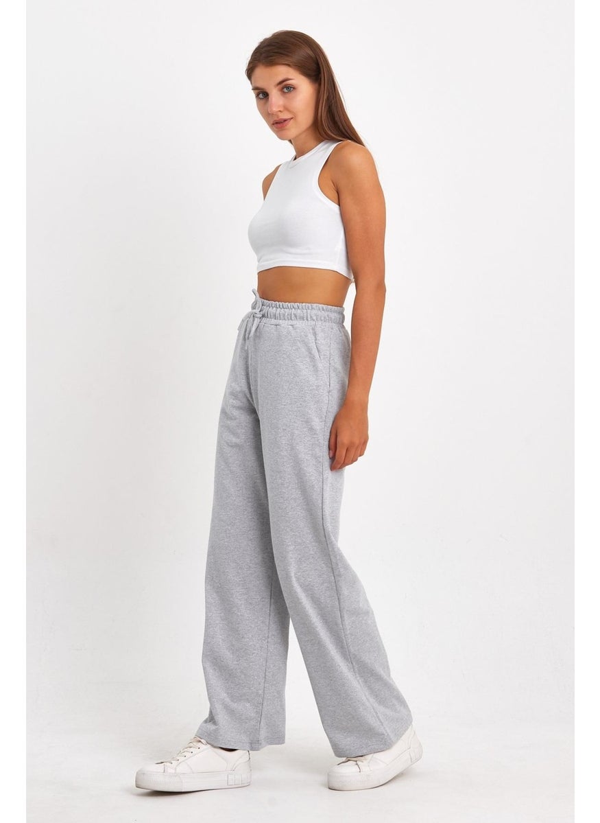Women's Seasonal Casual Wide Leg Side Pocket Gray Sweatpants