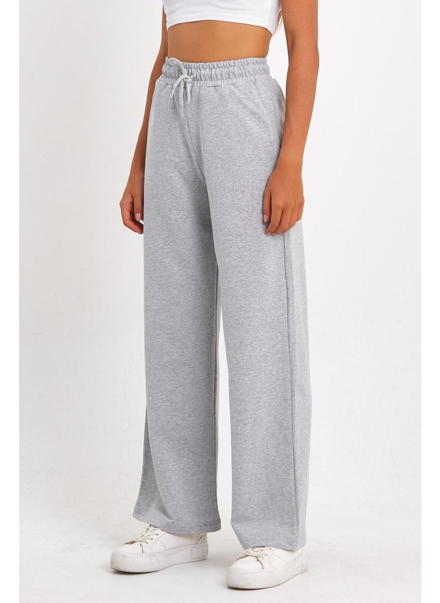 Women's Seasonal Casual Wide Leg Side Pocket Gray Sweatpants