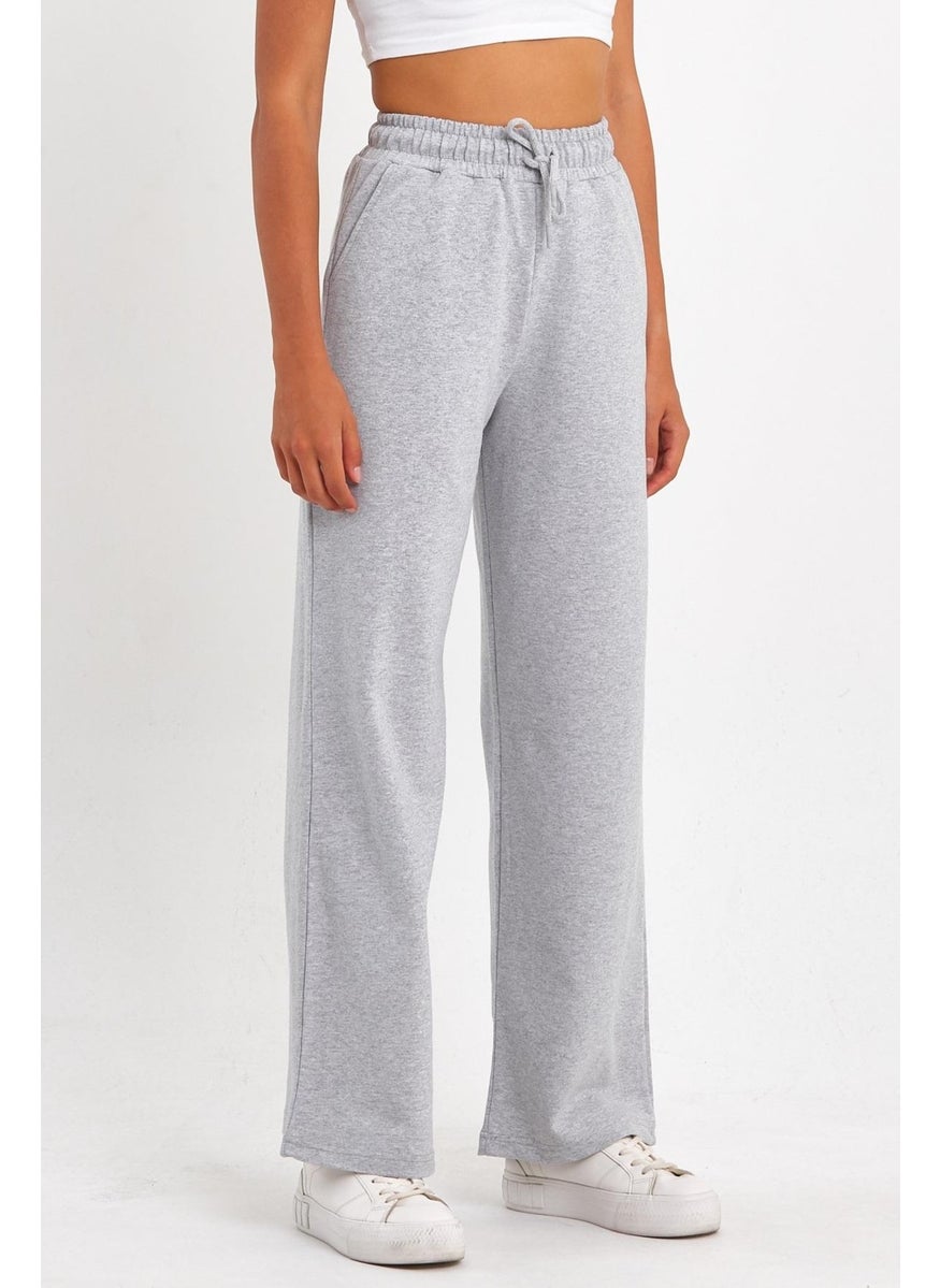 Women's Seasonal Casual Wide Leg Side Pocket Gray Sweatpants