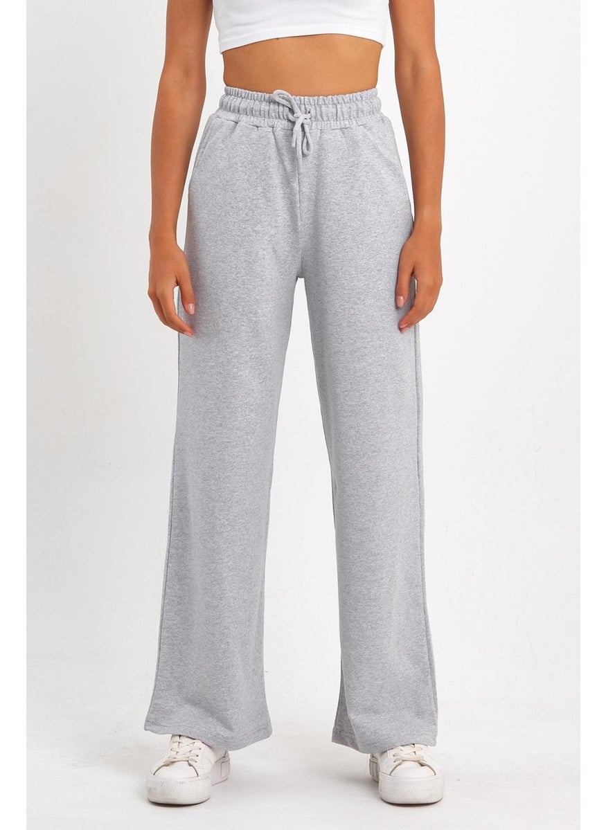 Women's Seasonal Casual Wide Leg Side Pocket Gray Sweatpants