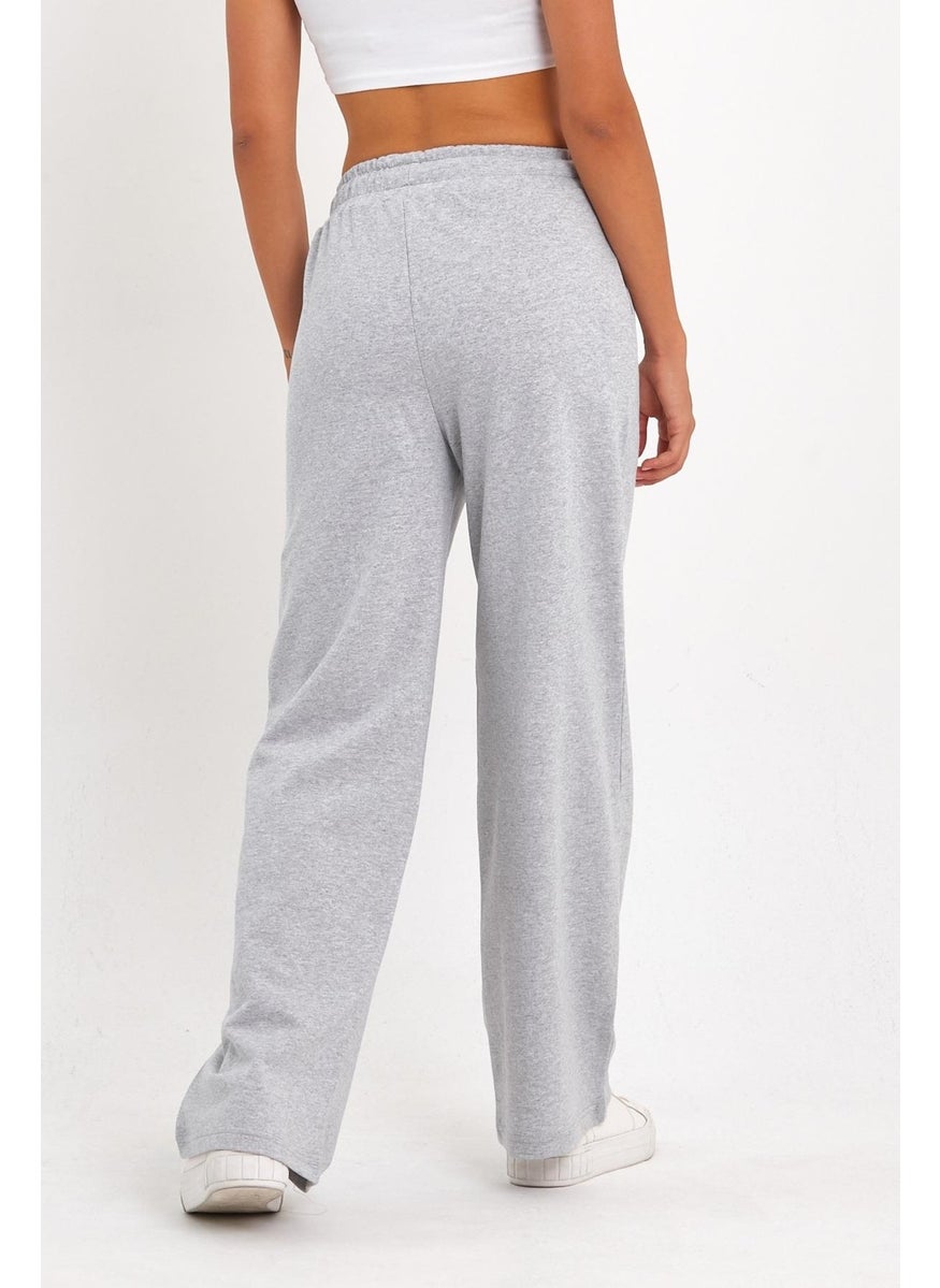 Women's Seasonal Casual Wide Leg Side Pocket Gray Sweatpants