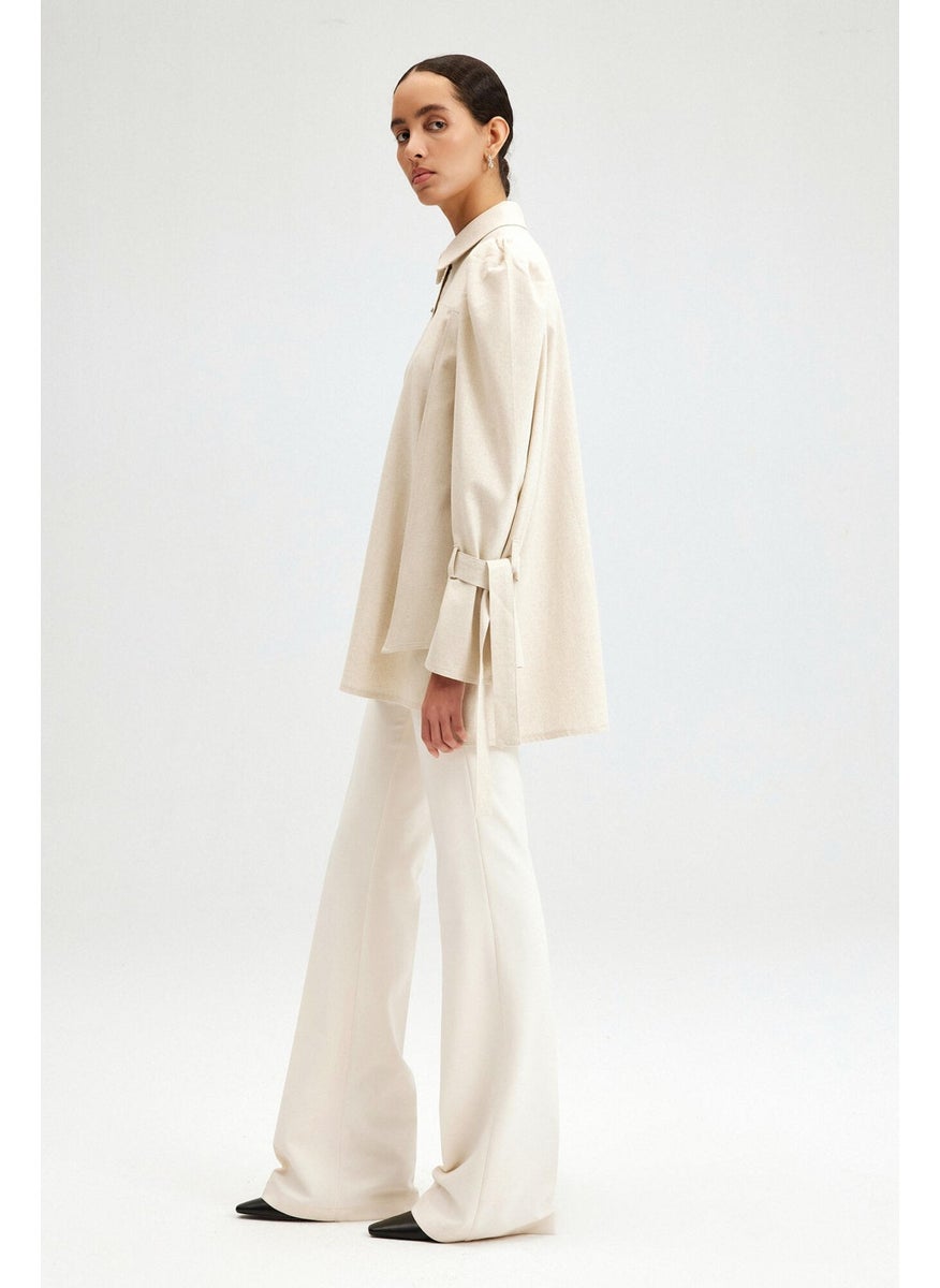 Shoulder Gathered Linen Jacket