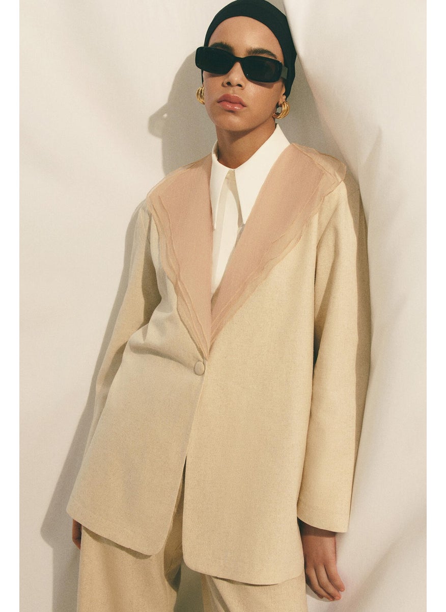 Collar Organza Linen Jacket