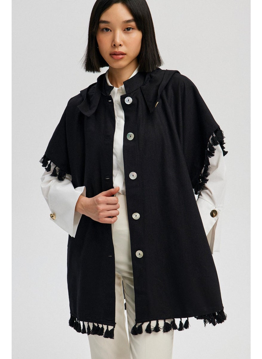 Touche Tassel Detailed Hooded Linen Jacket