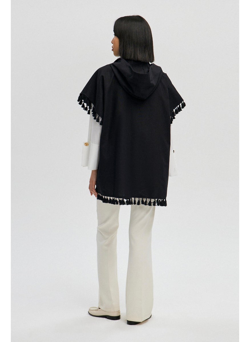 Touche Tassel Detailed Hooded Linen Jacket