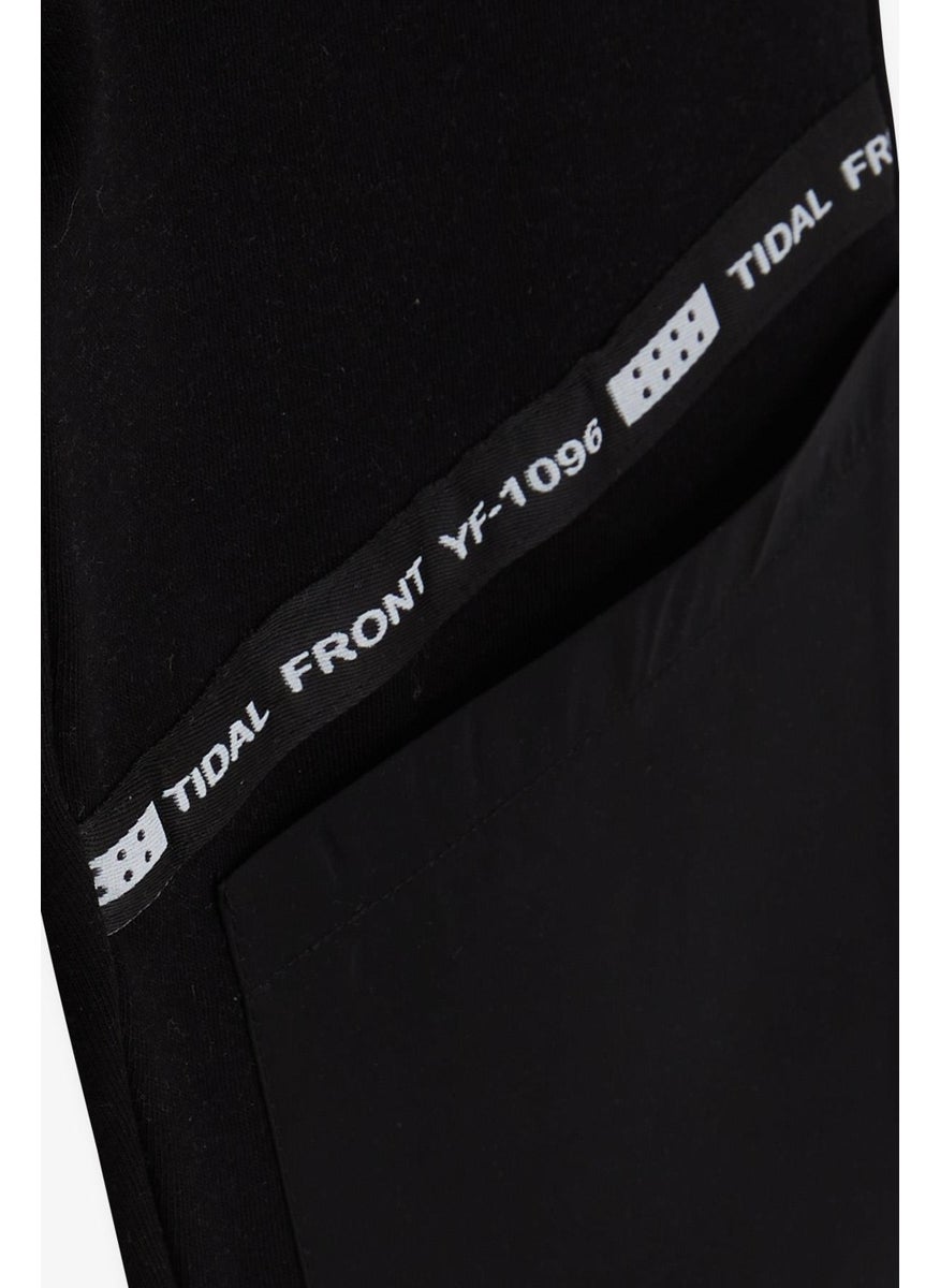 Breeze Boy's Sweatpants, Series Pocket, Lace Up, Age 9-14, Black