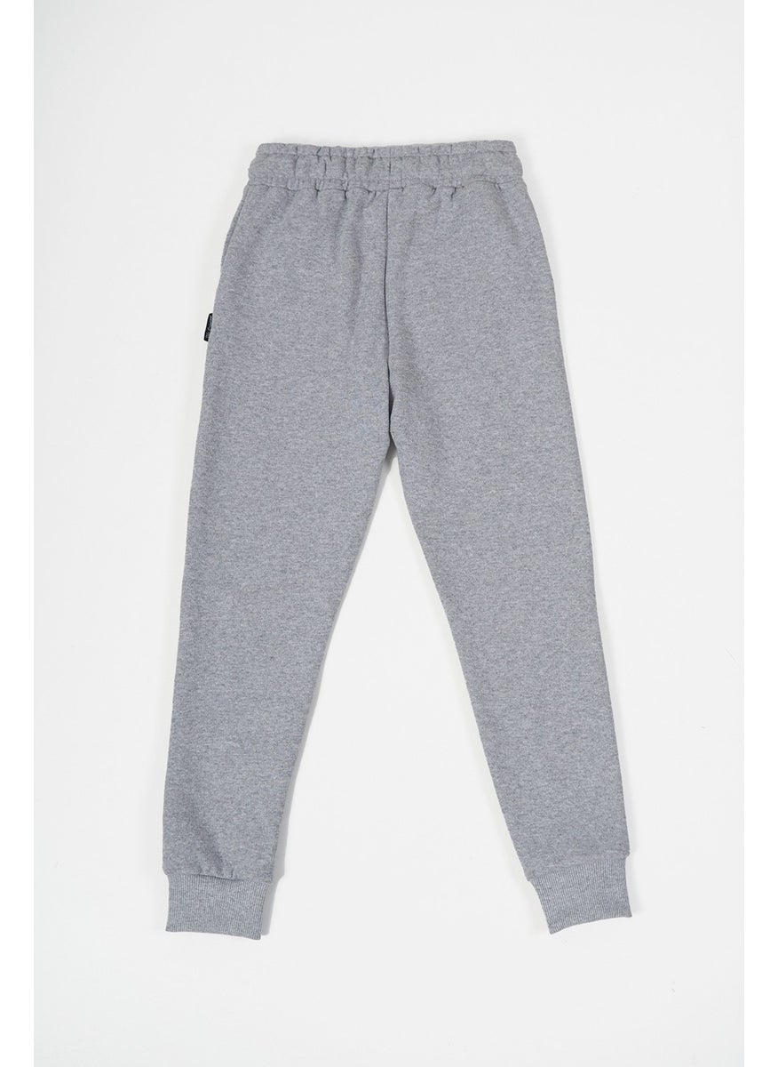 Metalic Grey Thick Cotton Elastic Waist and Leg Pocket 5-6-7-8-9-10-11-12 Years Old Boy Tracksuit Bottoms