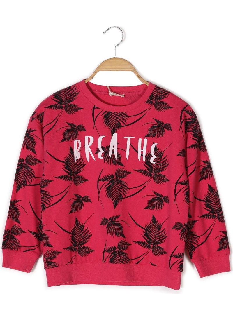 Girls Leaf Printed Sweatshirt