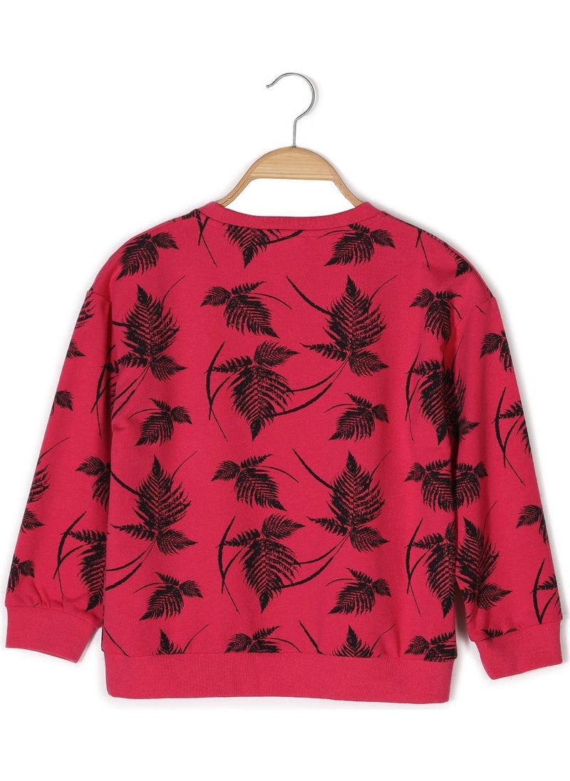 Girls Leaf Printed Sweatshirt