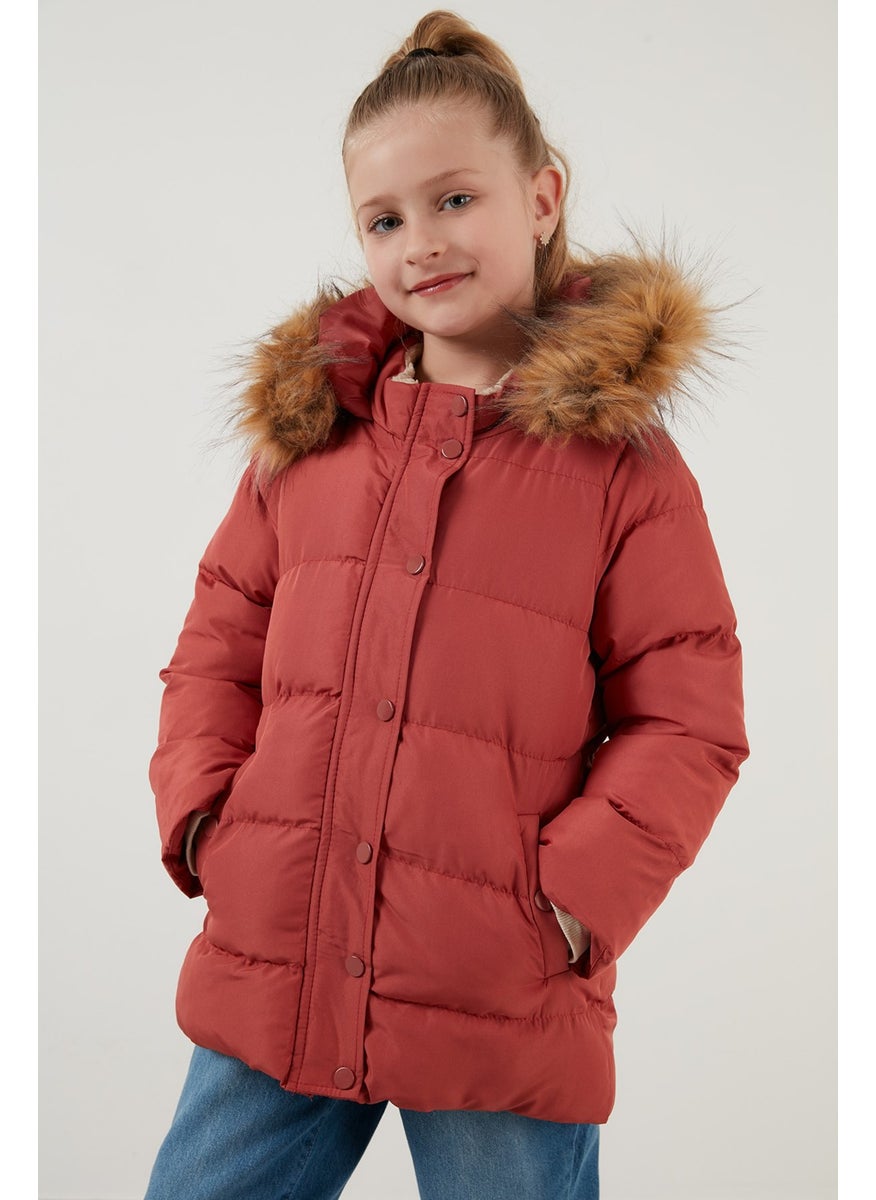 Faux Fur Hooded Coat with Pockets Girls' Coat 6028720