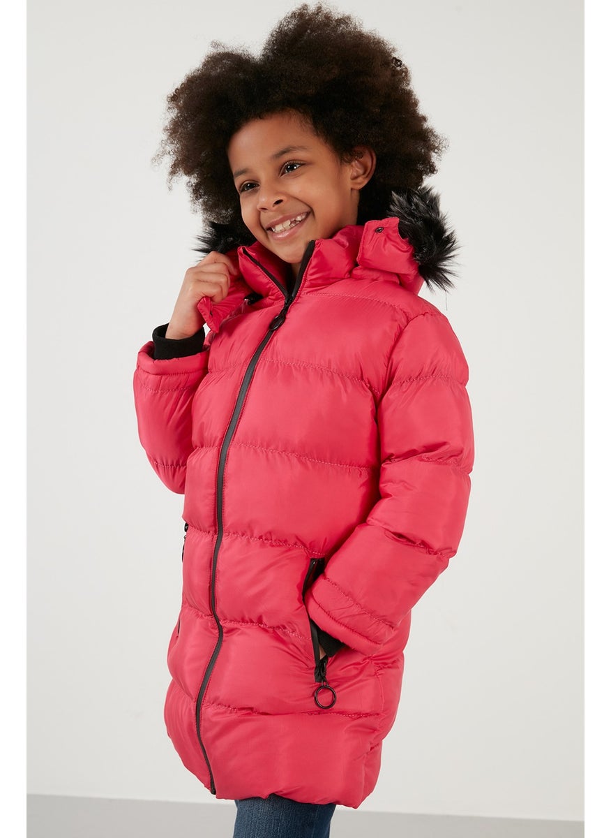 Side Faux Fur Hooded Puffer Coat Girls' COAT 5765020K