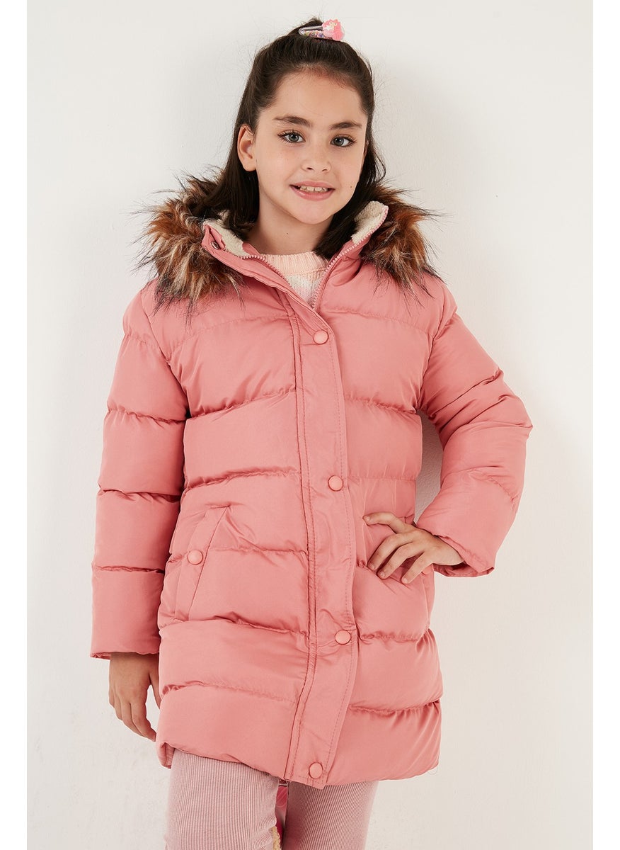 Faux Fur Hooded Coat with Pockets Girls' Coat 6028720