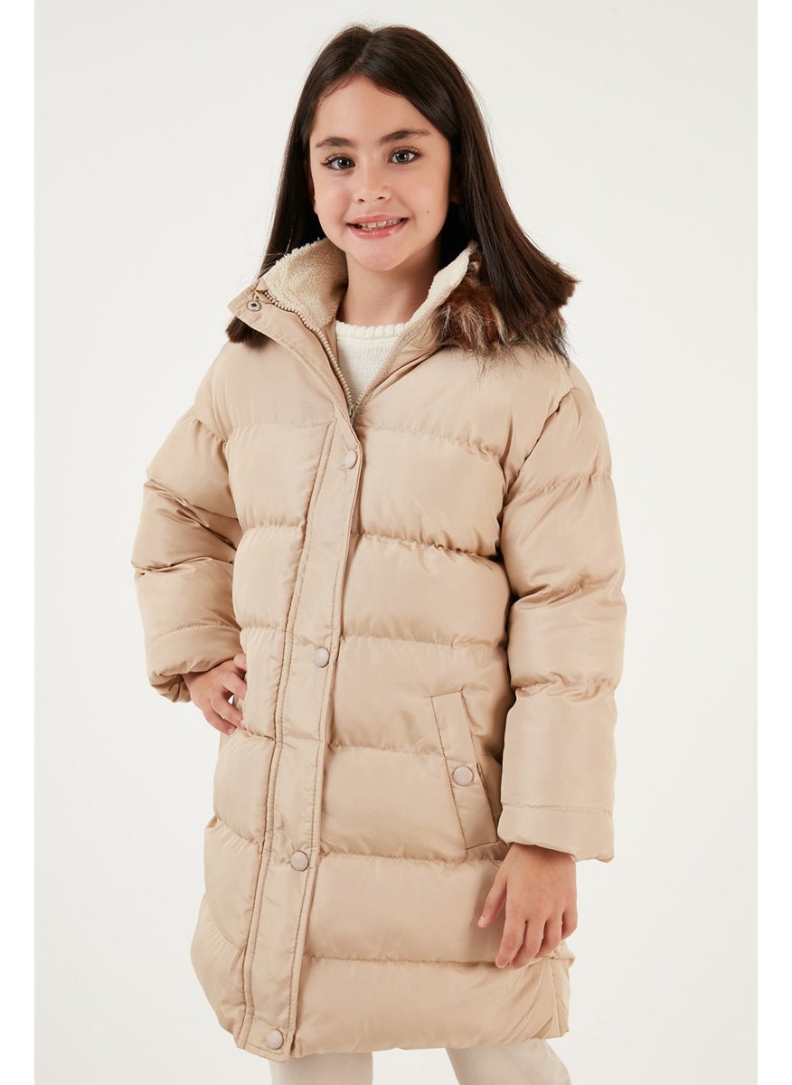 Faux Fur Hooded Coat with Pockets Girls' Coat 6028720