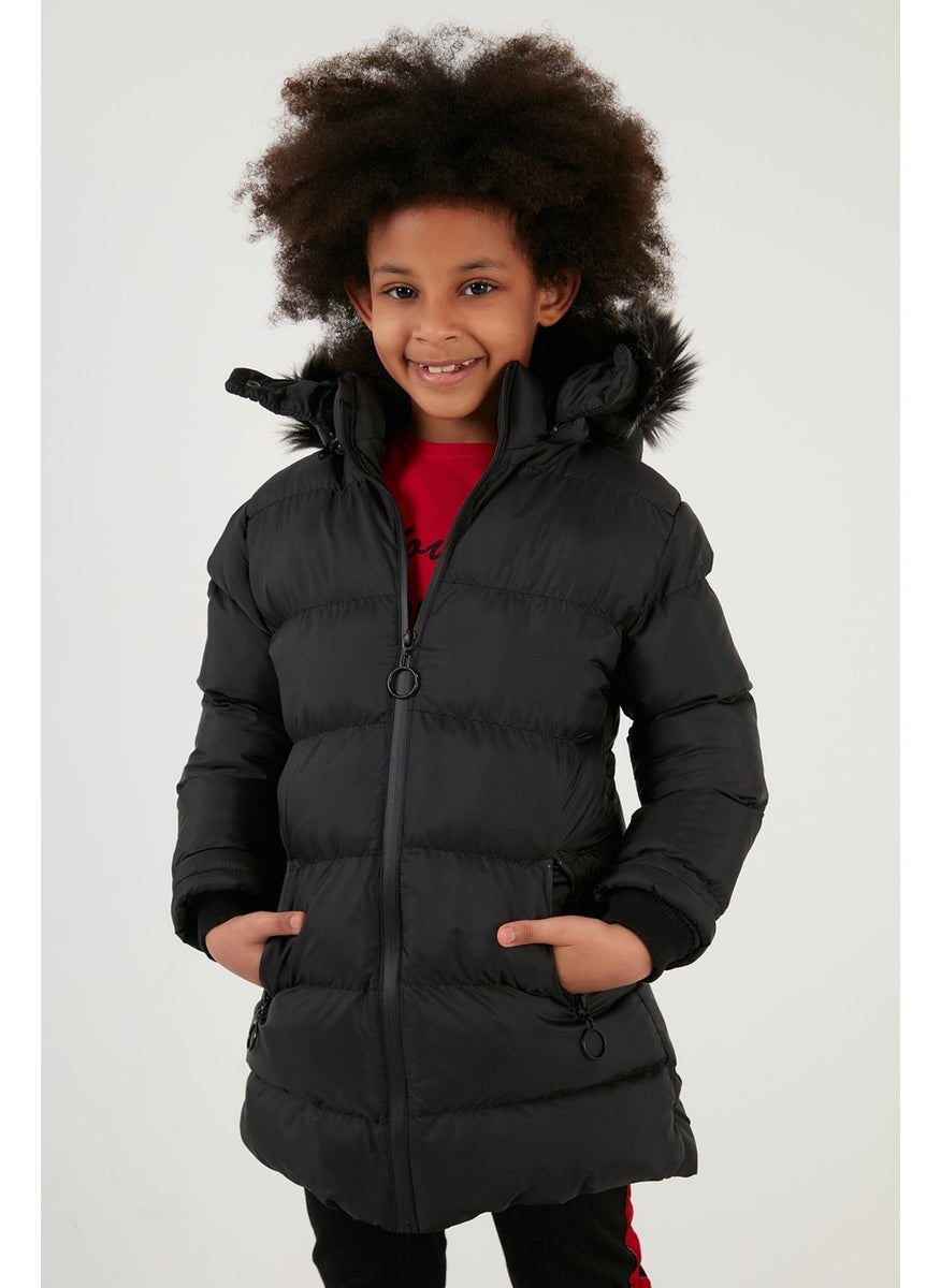 Side Faux Fur Hooded Puffer Coat Girls' COAT 5765020K