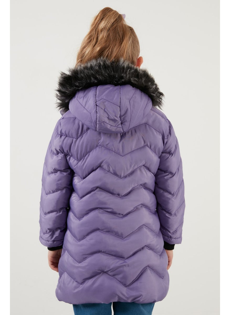 Side Faux Fur Hooded Puffer Coat Girls' COAT 5766041