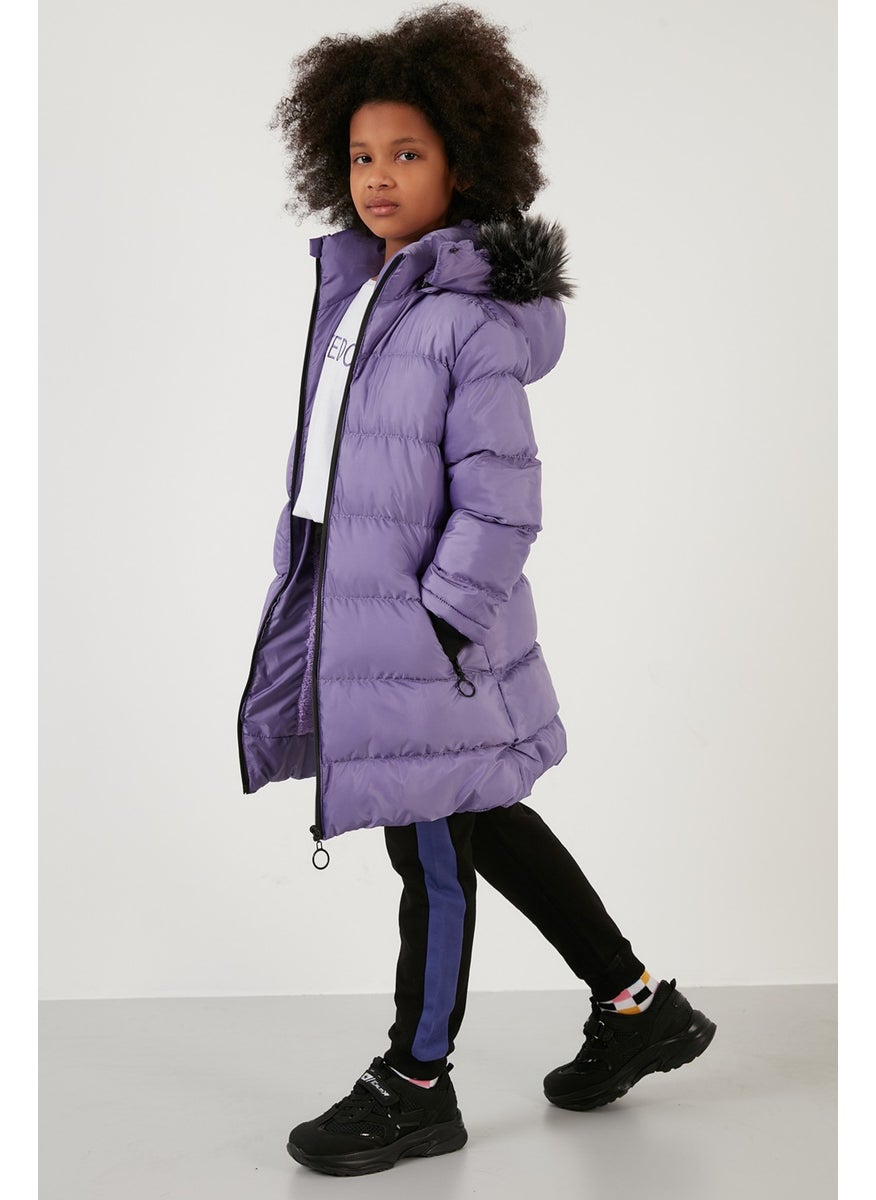 Side Faux Fur Hooded Puffer Coat Girls' COAT 5765020K