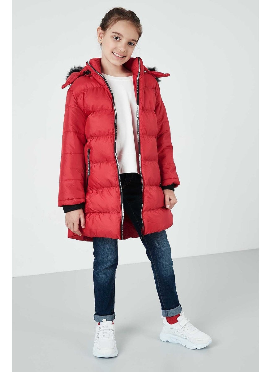 Side Faux Fur Hooded Puffer Coat Girls' COAT 5765020K