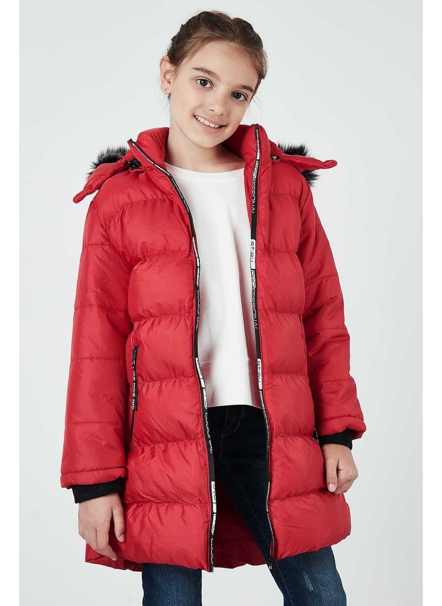 Side Faux Fur Hooded Puffer Coat Girls' COAT 5765020K