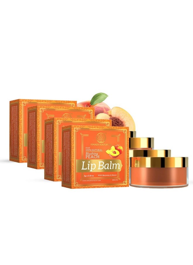 Peach Lip Balm With Beeswax And Shea Butter| Soft & Hydrated Lips |Lip Balm For Chapped Lips| Unisex Lip Balm| Pack Of 4| (5 * 4) (20 Gm)