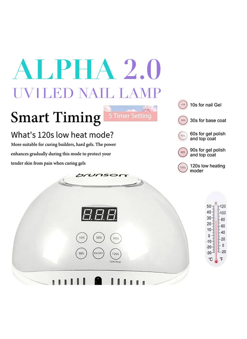 UV Light for Gel Nail Polish Brunson Wired Alpha 2.0 UV LED Nail Lamp 54W with 5 Timer Settings and 36 UV LED Lights Easy and Fast Curing Nail Dryer for Acrylic Nails and Gel Polish with Auto Sensor and LCD Display