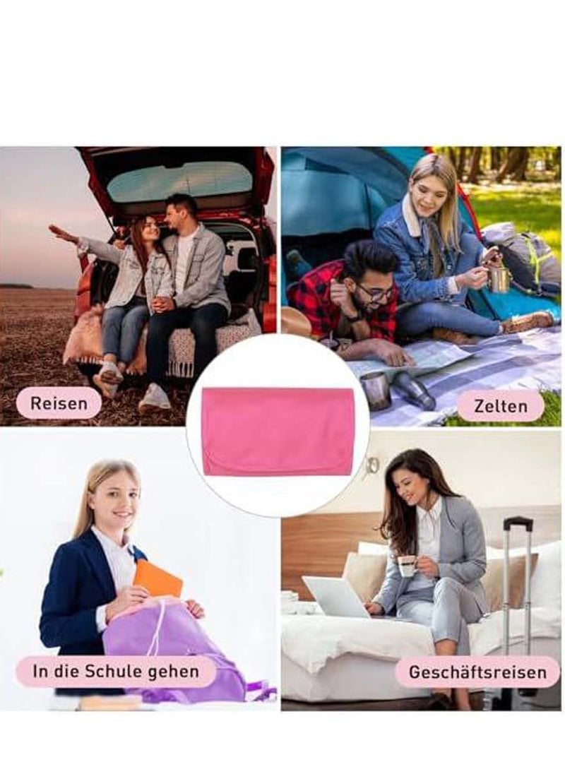 Waterproof Spacious Portable Travel Storage Bags Multiple Pockets Large Capacity Folding Toiletry Bags Organizer Outdoor/Home Makeup Cosmetic Bags with Flexible Hanging Hook (Pink)