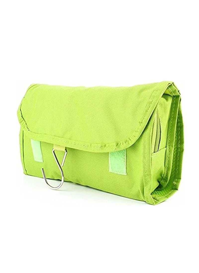 Waterproof Spacious Portable Travel Storage Bags Multiple Pockets Large Capacity Folding Toiletry Bags Organizer Outdoor/Home Makeup Cosmetic Bags with Flexible Hanging Hook (Green)