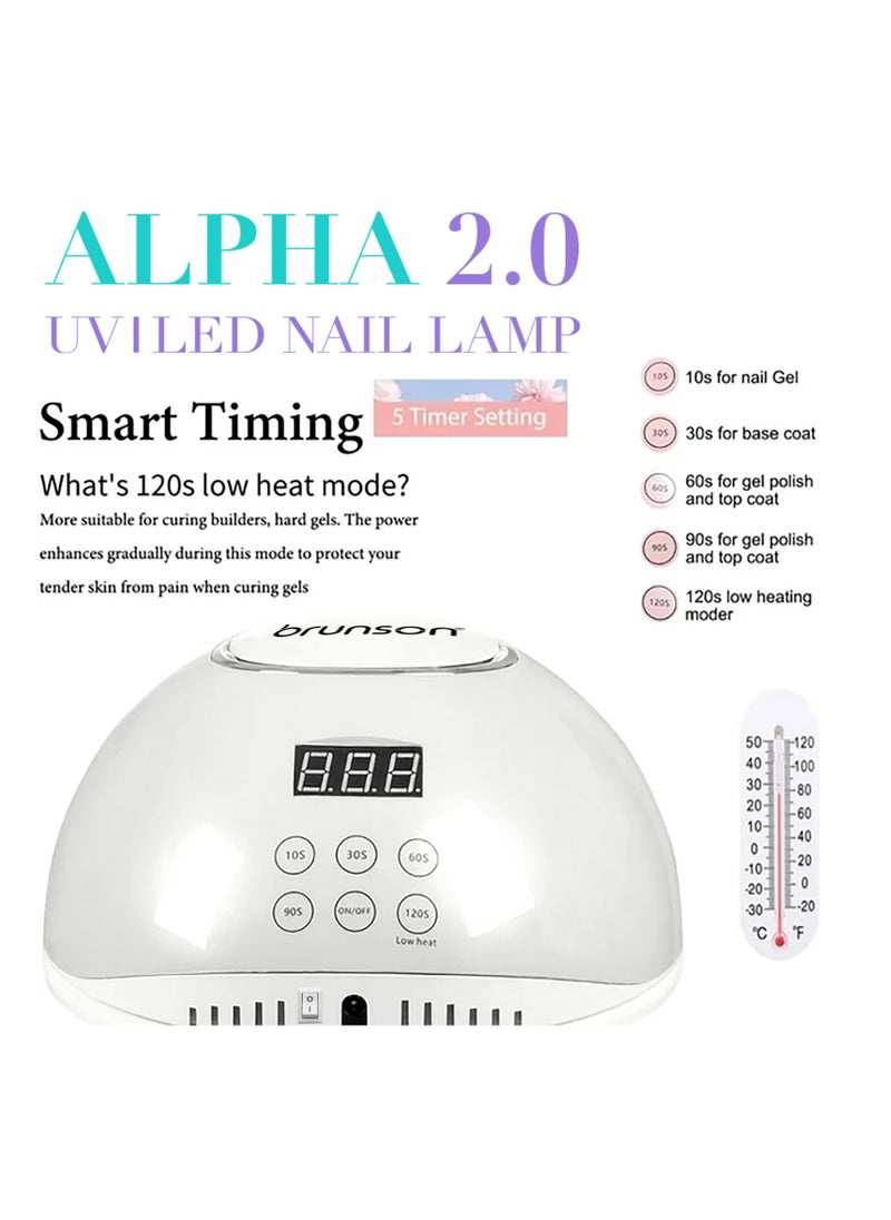 UV Light for Gel Nail Polish Brunson Portable Alpha 2.0 UV LED Nail Lamp 54W with 5 Timer Settings and 36 UV LED Lights Easy and Fast Curing Nail Dryer for Acrylic Nails and Gel Polish with Auto Sensor and LCD Display