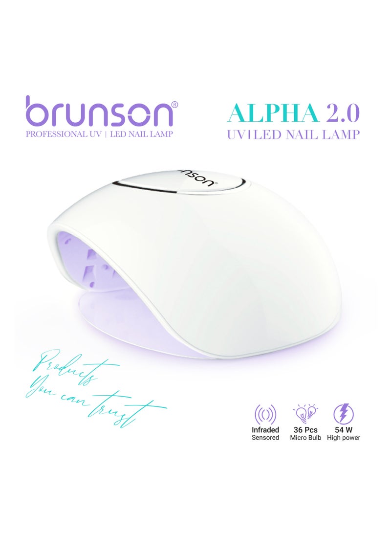 UV Light for Gel Nail Polish Brunson Portable Alpha 2.0 UV LED Nail Lamp 54W with 5 Timer Settings and 36 UV LED Lights Easy and Fast Curing Nail Dryer for Acrylic Nails and Gel Polish with Auto Sensor and LCD Display