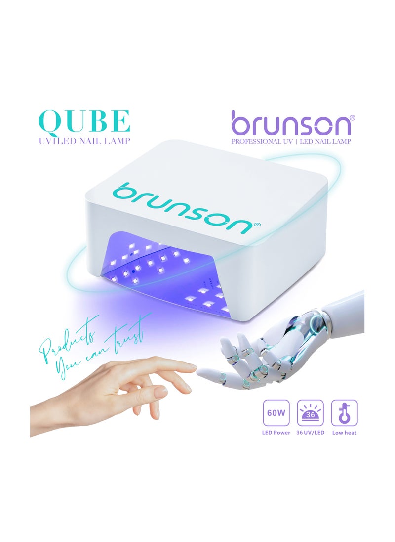 UV Light for Gel Nail Polish Cordless LED Nail Lamp – Brunson Qube 60W UV-LED Nail Dryer, Rechargeable LED Nail Light with 36 Beads, Portable Gel UV LED Nail Lamp with 4 Timer Settings and LCD Display