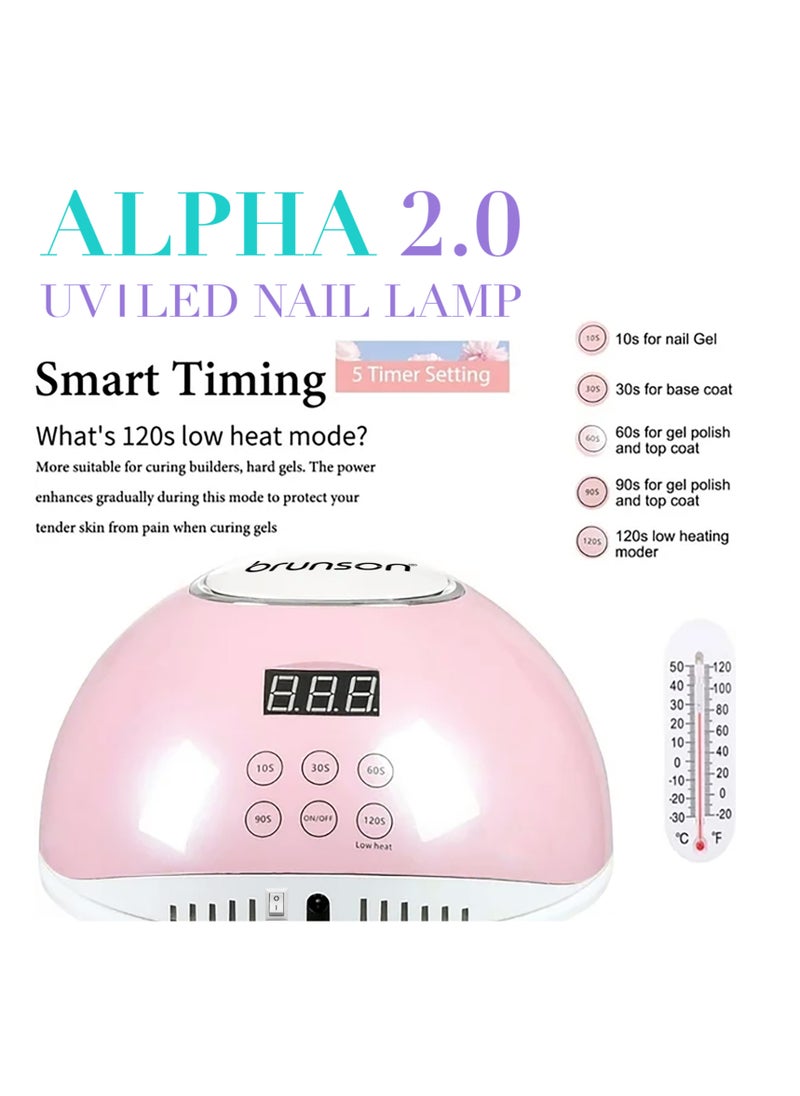 UV Light for Gel Nail Polish Brunson Portable Alpha 2.0 UV LED Nail Lamp 54W with 5 Timer Settings and 36 UV LED Lights Easy and Fast Curing Nail Dryer for Acrylic Nails and Gel Polish with Auto Sensor and LCD Display