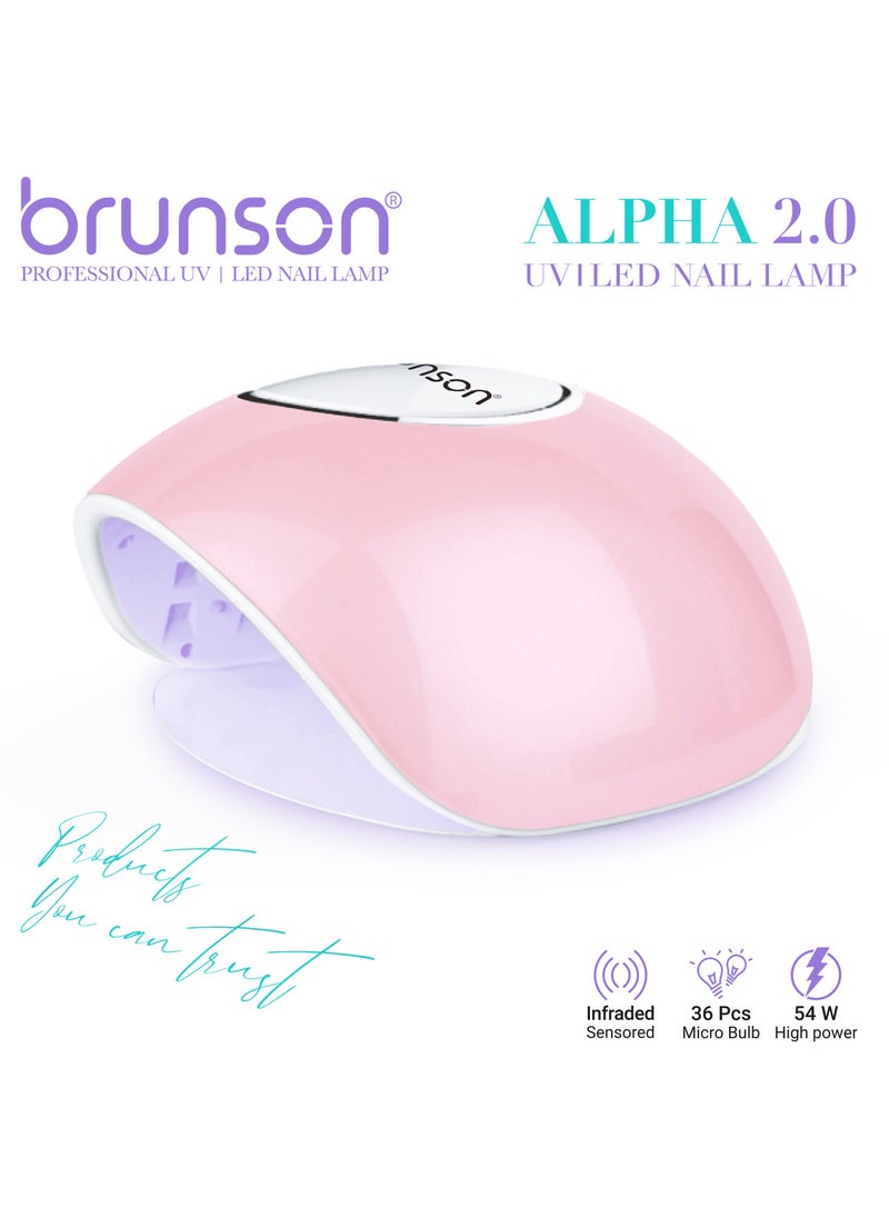 UV Light for Gel Nail Polish Brunson Portable Alpha 2.0 UV LED Nail Lamp 54W with 5 Timer Settings and 36 UV LED Lights Easy and Fast Curing Nail Dryer for Acrylic Nails and Gel Polish with Auto Sensor and LCD Display