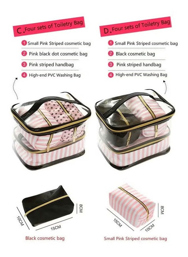 Four-Piece Portable Multifunctional Toiletry Bag Storage Bag, Portable Transparent Waterproof Cosmetic Bag With Large Capacity