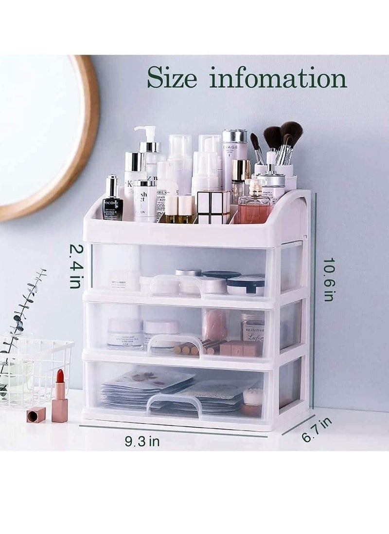 Desktop 3 Tier Makeup Case Holder Drawers Cosmetic Organizer Jewelry Storage Box