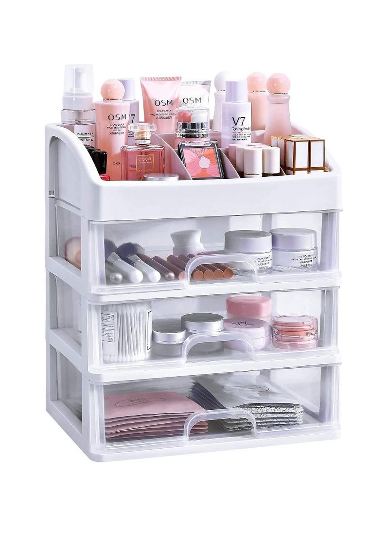 Desktop 3 Tier Makeup Case Holder Drawers Cosmetic Organizer Jewelry Storage Box