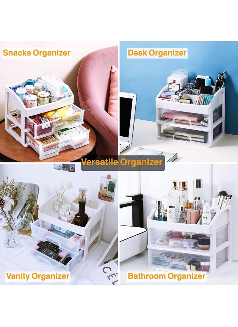 Desktop 3 Tier Makeup Case Holder Drawers Cosmetic Organizer Jewelry Storage Box