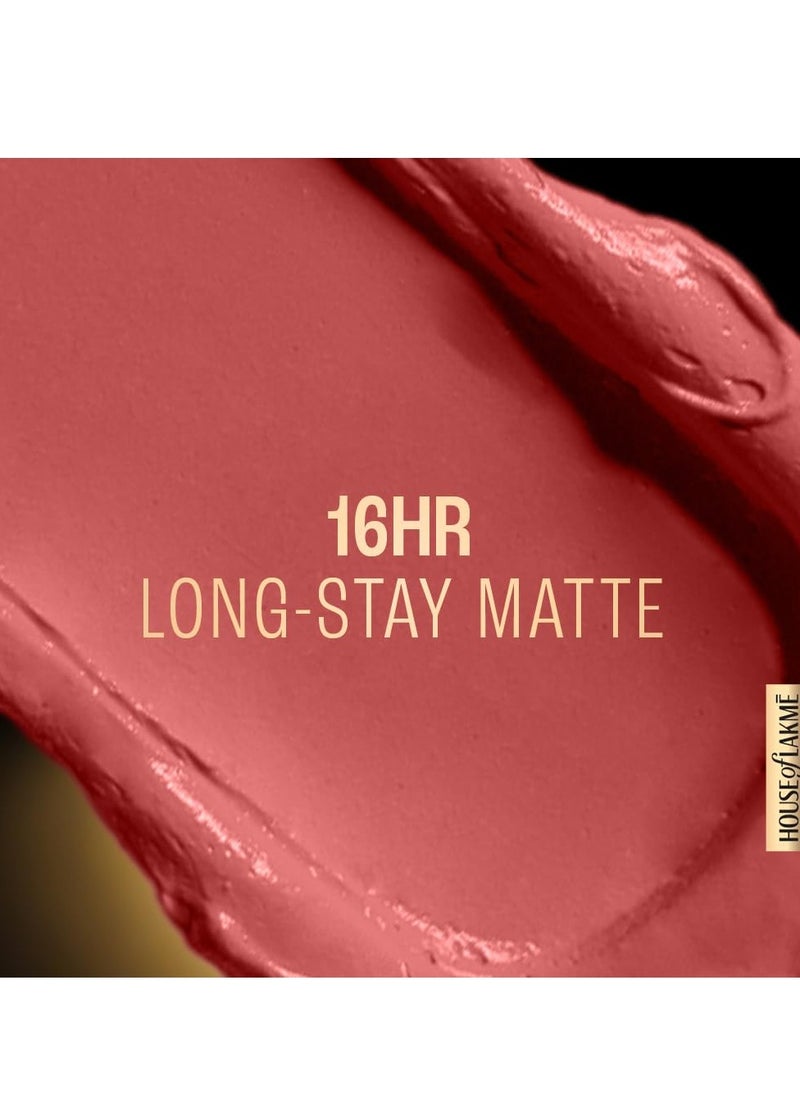 LAKME Forever Matte Liquid Lip, 16Hr Lipstick, Lightweight & Transferproof - Coral Sense 5.6Ml