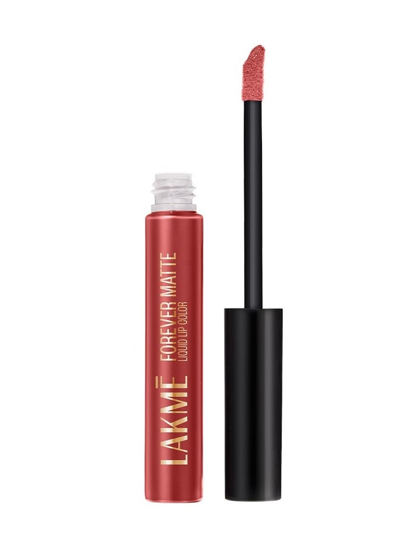 LAKME Forever Matte Liquid Lip, 16Hr Lipstick, Lightweight & Transferproof - Coral Sense 5.6Ml