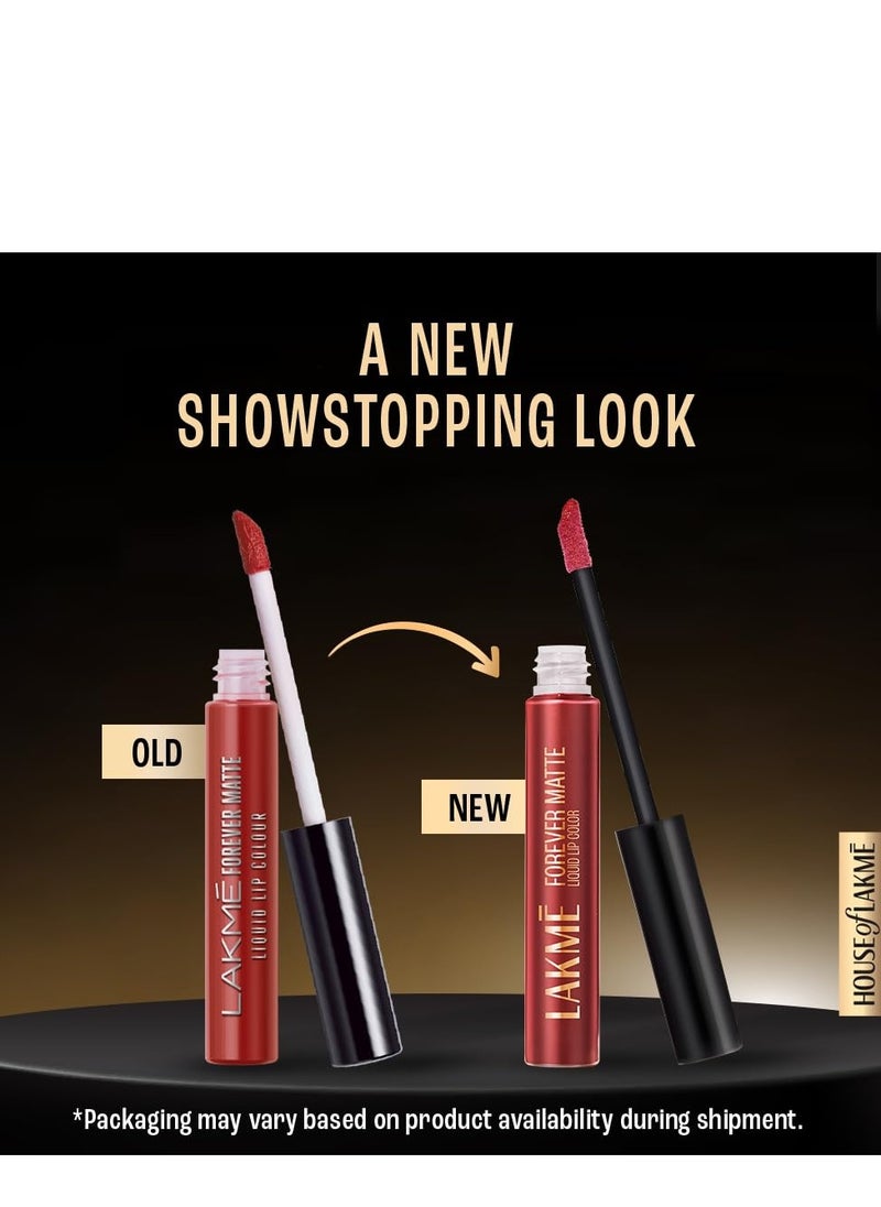 LAKME Forever Matte Liquid Lip, 16Hr Lipstick, Lightweight & Transferproof - Coral Sense 5.6Ml