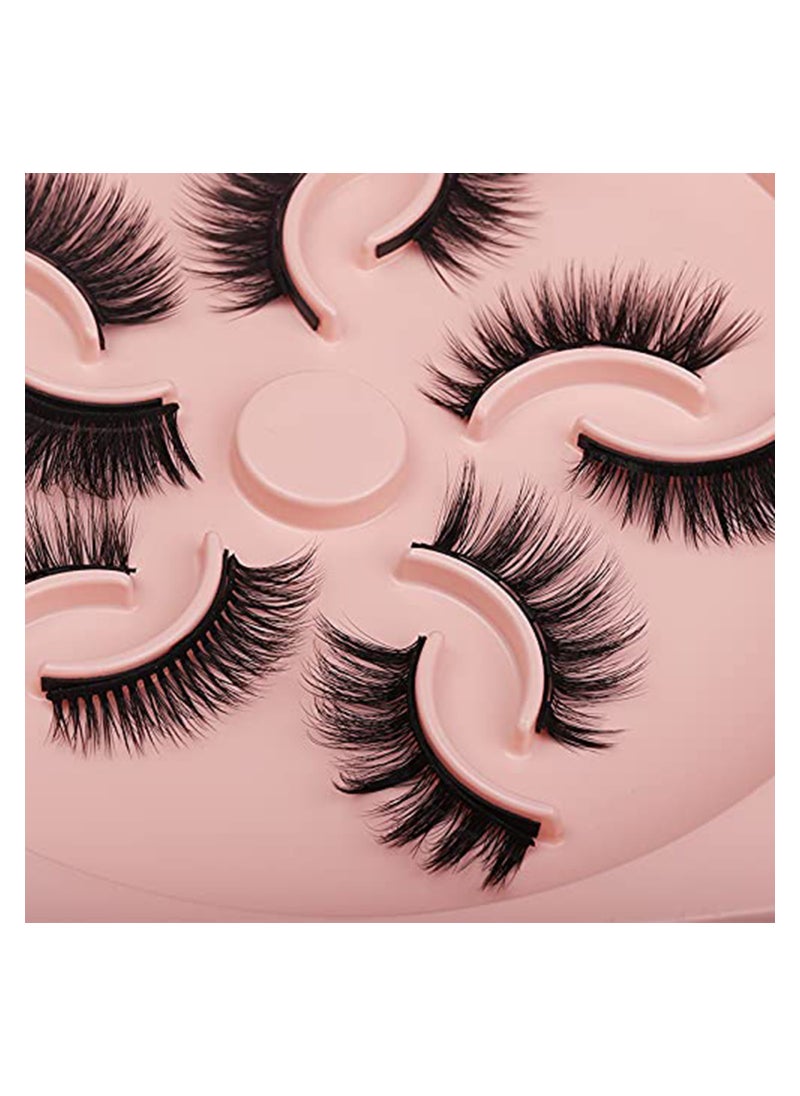 Magnetic Eyelashes 5 Pairs 3D Medium Magnetic Lashes with Upgraded 2 Tubes of Magnetic Liner Waterproof, Natural Look,Long Lasting, Easy Reusable Fake Eyelashes (ZML-005)