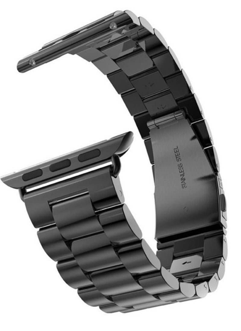 Stainless Steel Watch Band Chain Strap – Black, Compatible with 42/44/45/49 mm Watches