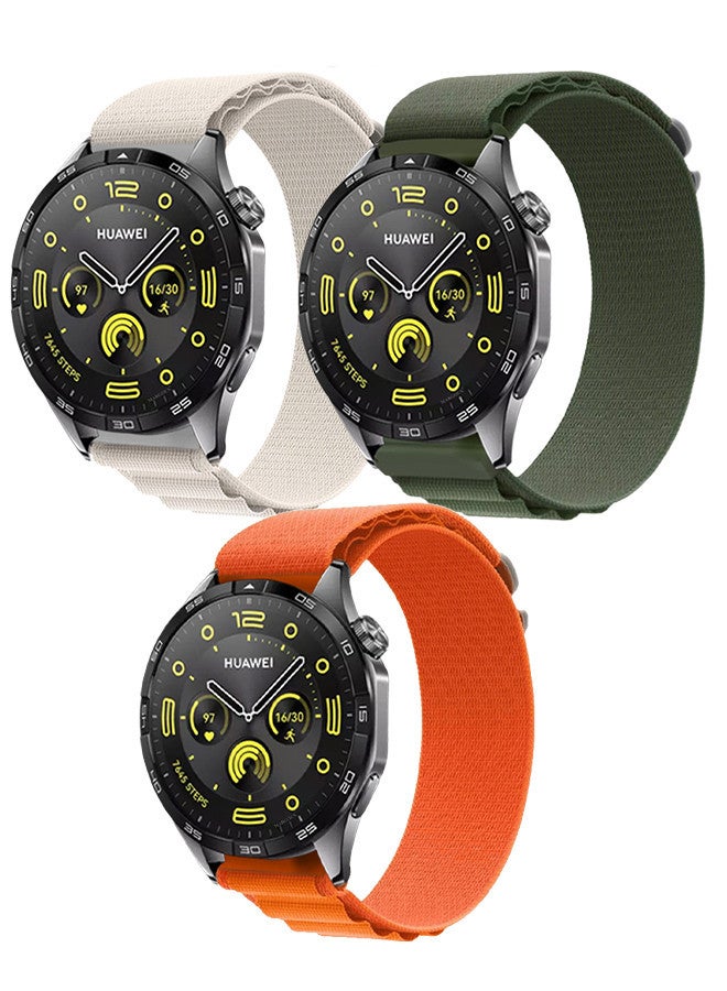 ( for Huawei Watch GT4 ) 3 Pack, Alpine Sport Strap Rugged Nylon Replacement Wristband for Men Women multicolour2