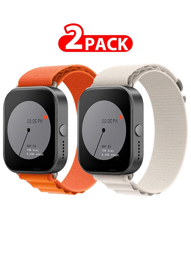 ( for Nothing Watch Pro 22mm ) 2 Pack, Alpine Sport Strap Rugged Nylon Replacement Wristband for Men Women Dusty White/Orange