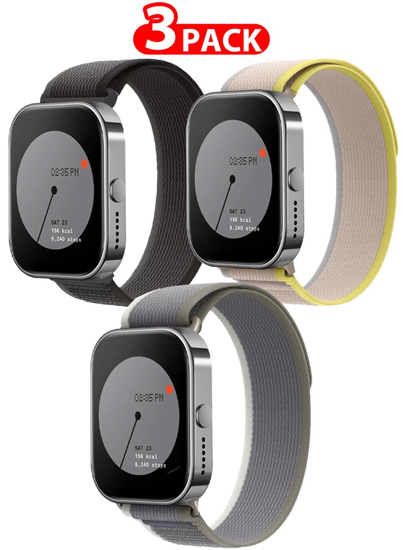 ( for Nothing Watch Pro ) 3 Pack, Trail Loop Band, Braided Elastic Weave Sport Strap, Nylon Sport Loop Bands for Men Women Multicolour-34