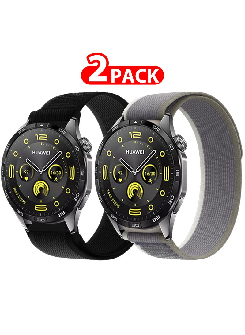 ( for Huawei Watch GT4 ) 2 Pack, Trail Loop Band, Braided Elastic Weave Sport Strap, Nylon Sport Loop Bands for Men Women multicolour2