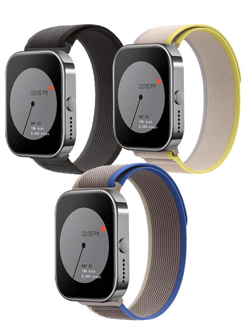 ( for Nothing Watch Pro ) 3 Pack, Trail Loop Band, Braided Elastic Weave Sport Strap, Nylon Sport Loop Bands for Men Women multicolour3