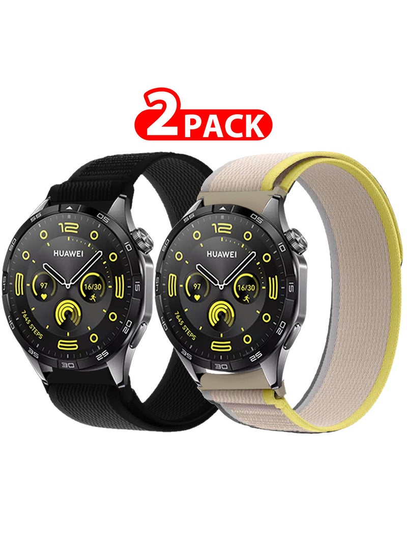 ( for Huawei Watch GT4 ) 2 Pack, Trail Loop Band, Braided Elastic Weave Sport Strap, Nylon Sport Loop Bands for Men Women multicolour3