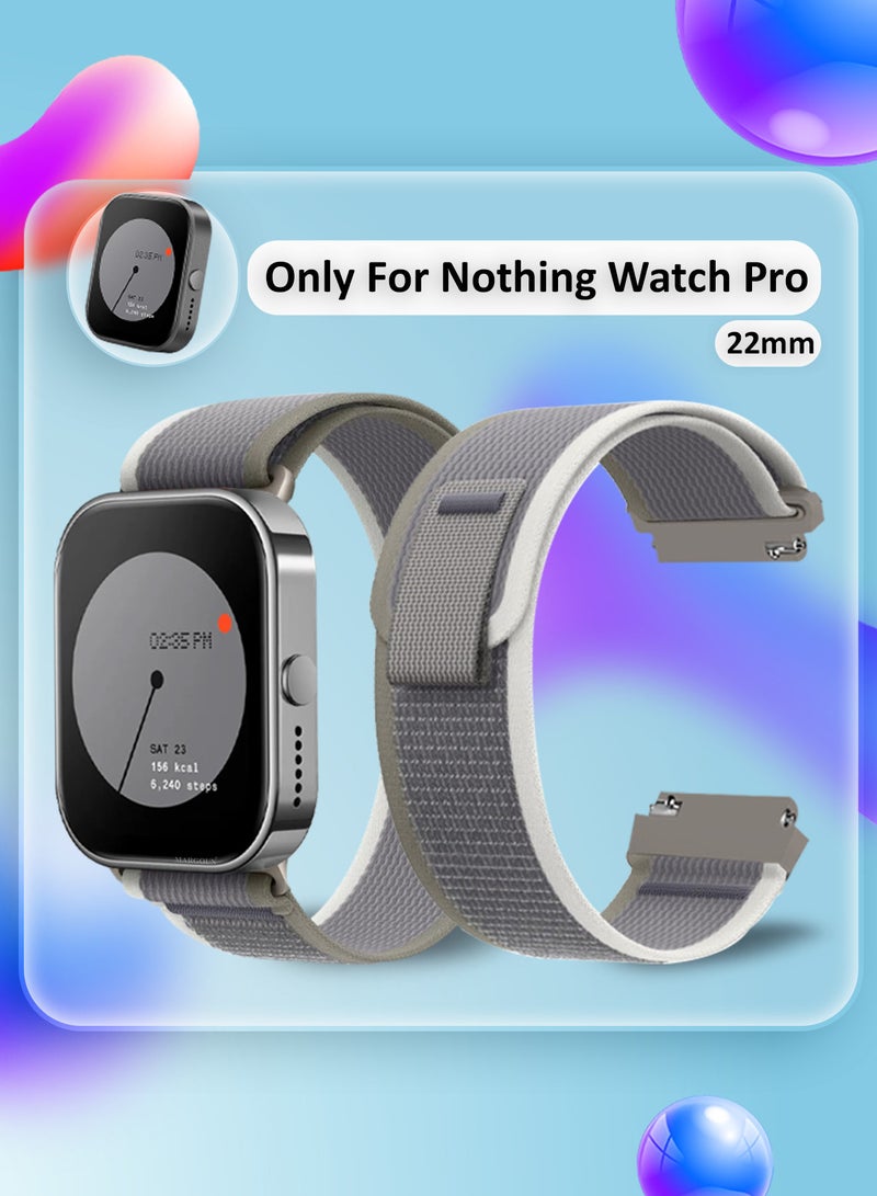 ( for Nothing Watch Pro ) Trail Loop Band, Braided Elastic Weave Sport Strap, Nylon Sport Loop Bands for Men Women Grey