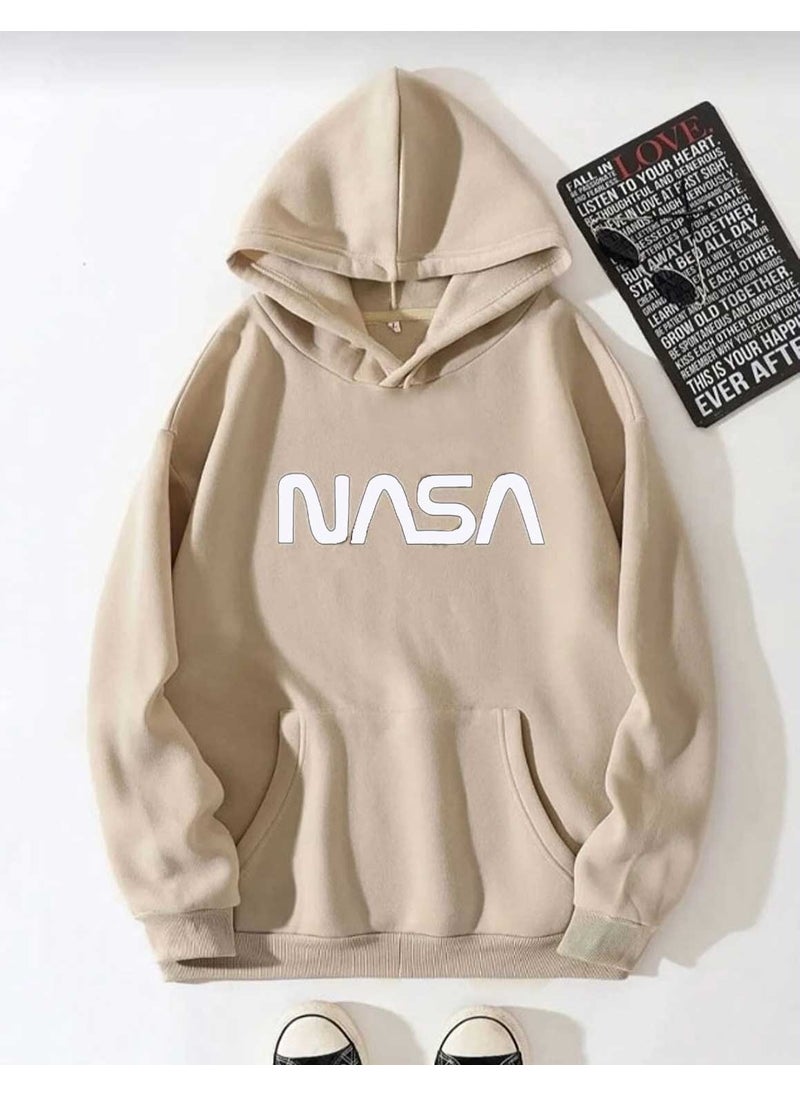 Unisex NASA Printed Hooded Sweatshirt