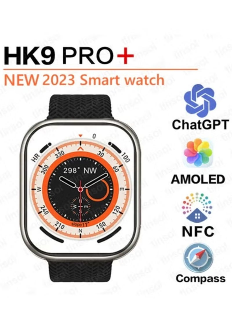 9 Pro+ Smart Watch - Super AMOLED Display, AI Chat, Wireless Charging for iOS & Android