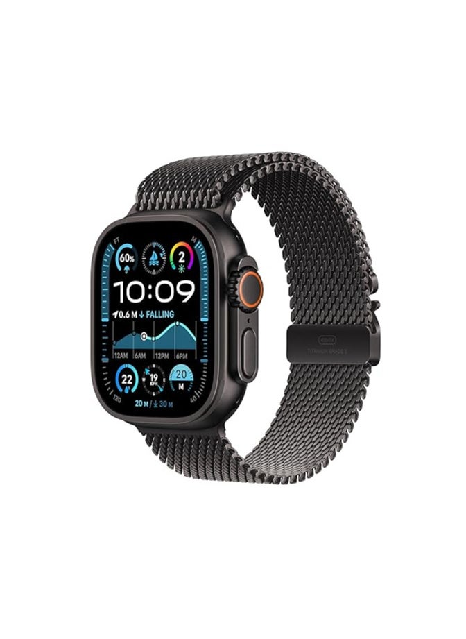 Apple Watch Ultra 2 GPS + Cellular 49mm Black Titanium Case with Black Titanium Milanese Loop - Large